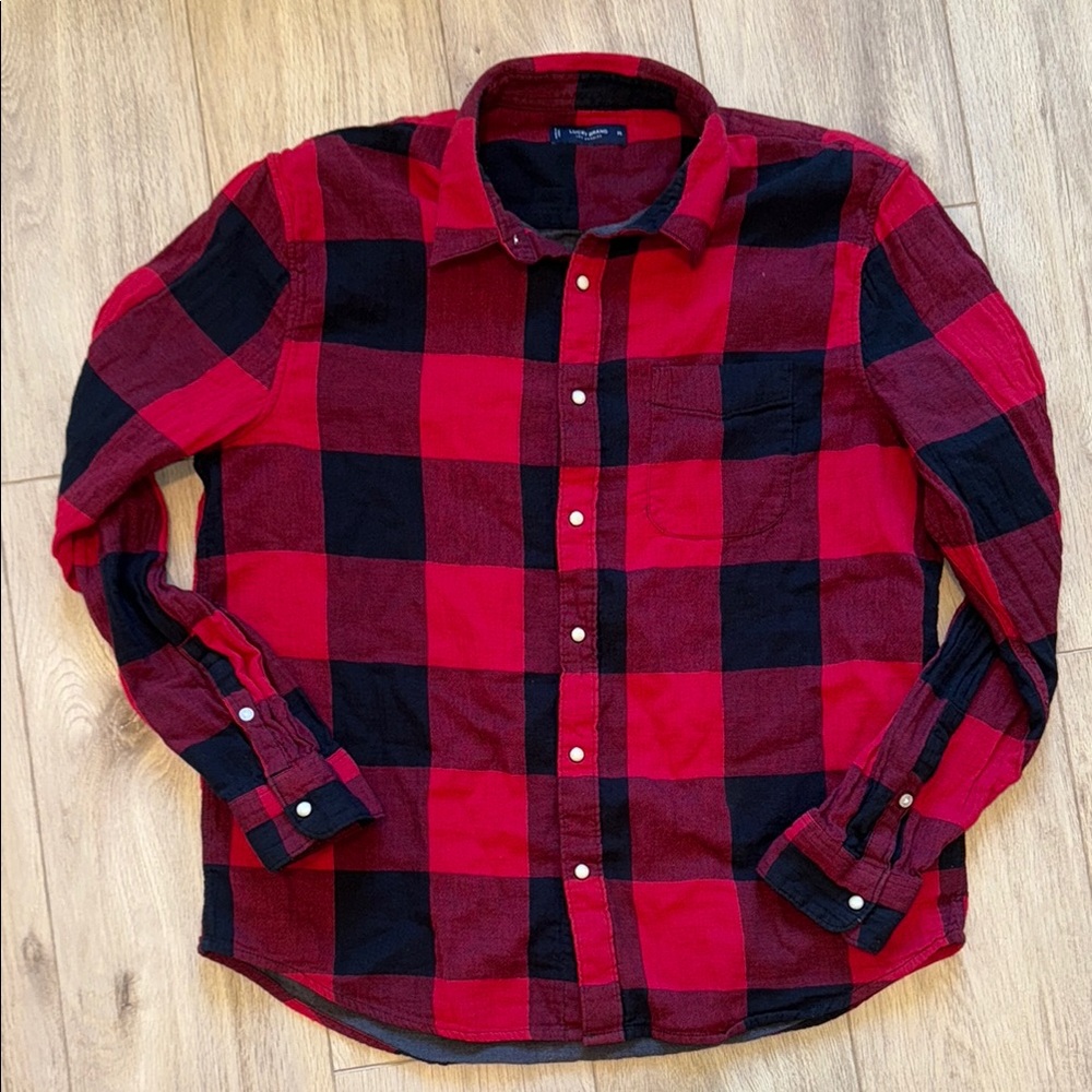 LUCKY BRAND Long Sleeve Buffalo Plaid Print Button Up Flannel Top